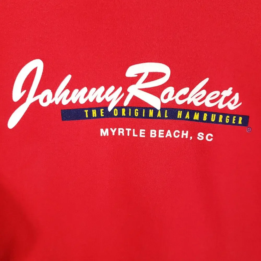Johnny Rockets Sweater Mens L Red Myrtle Beach South Carolina Pullover Crew Neck